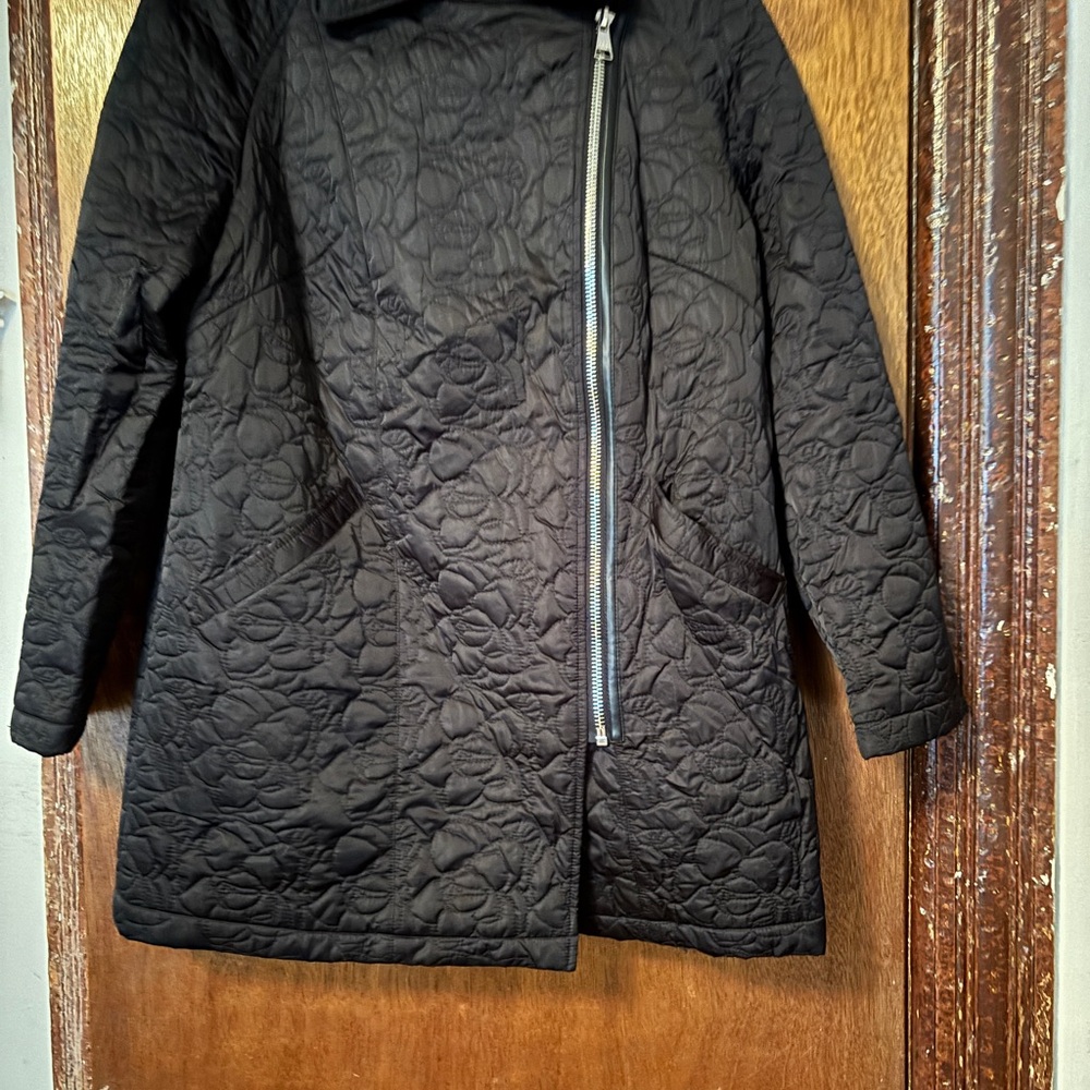 Karl Lagerfeld Black Quilted Zip Puffer Coat Size Large